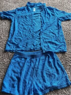 Fashion Nova Bright Blue Two-Piece Swim Coverup Set